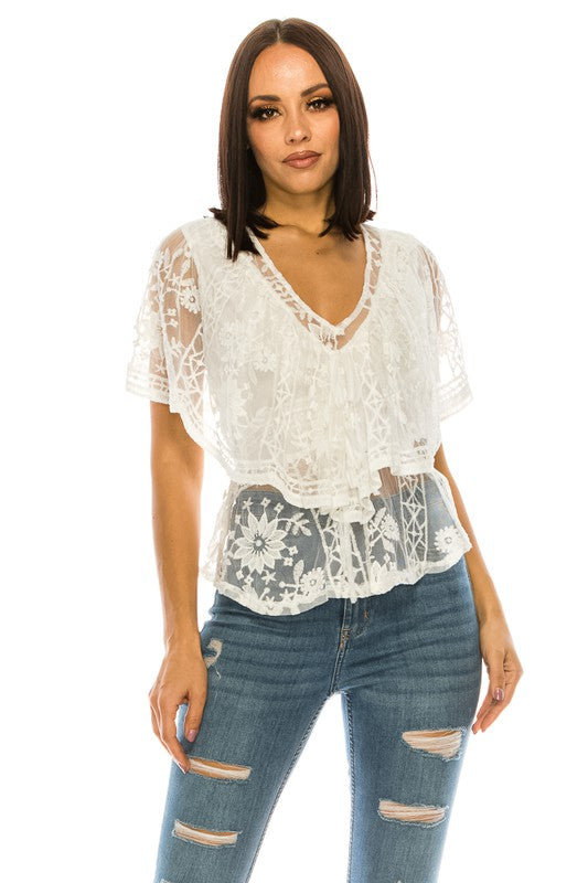 Lace White Top
