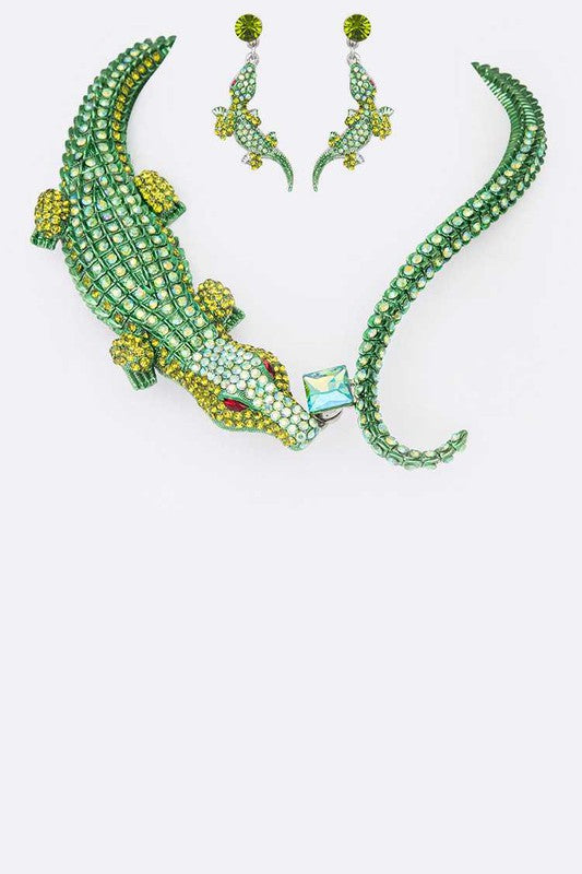 Crystal Crocodile Iconic Necklace Set bestfashion mn