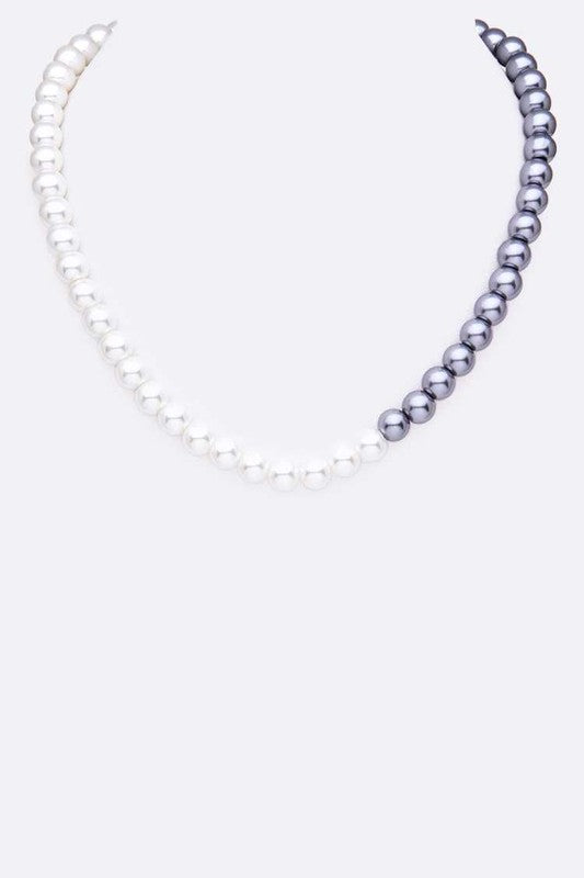 2 Tone Pearl Collar Necklace bestfashion mn
