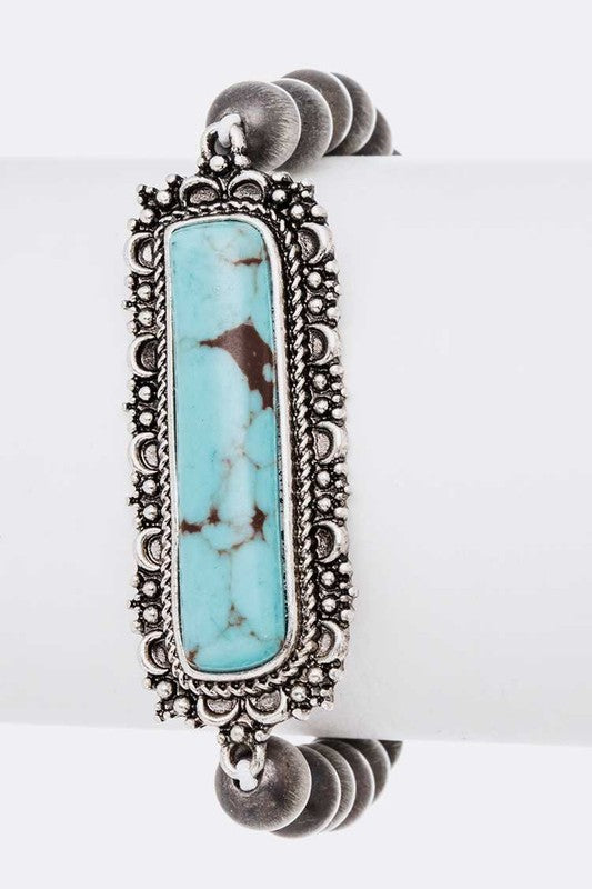 Compressed Stone Navajo Beads Stretch Bracelet bestfashion mn