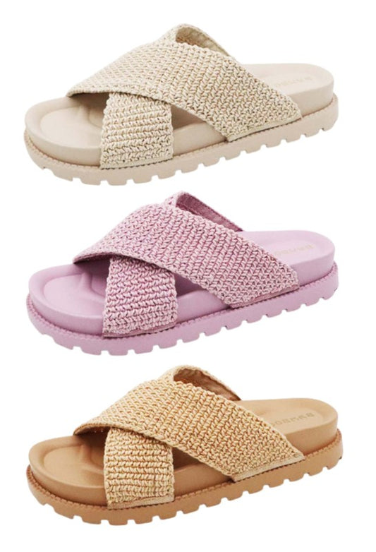 OPEN-Toe Knit Strap Casual Slide Sandals