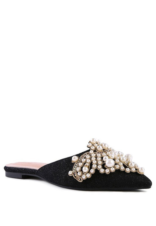 ASTRE Embellished Delicate Pearl Mules bestfashion mn