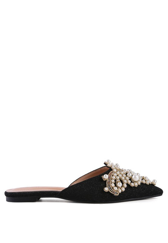 ASTRE Embellished Delicate Pearl Mules