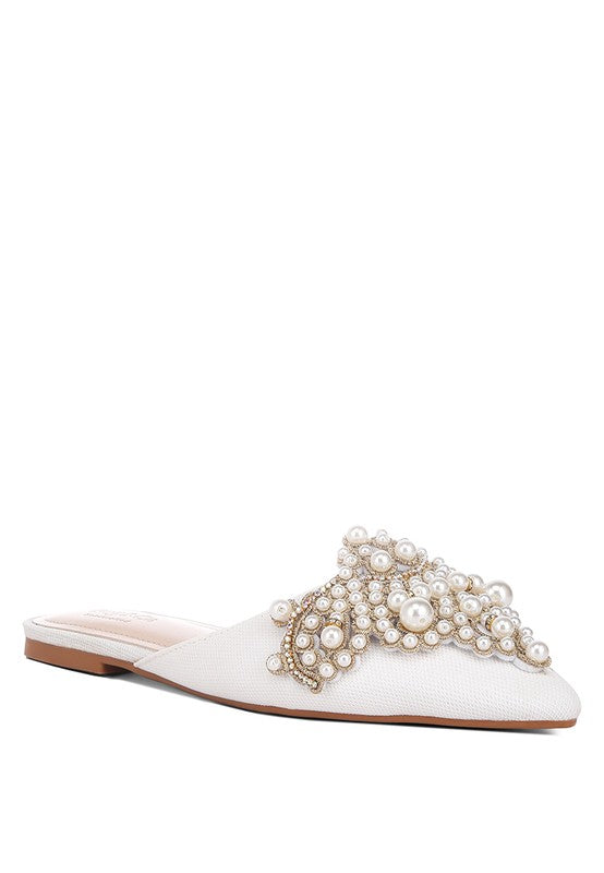 ASTRE Embellished Delicate Pearl Mules