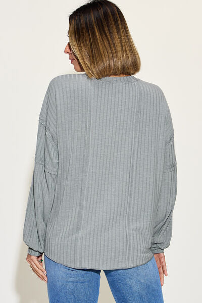 Basic Bae Full Size Ribbed Round Neck Long Sleeve T-Shirt