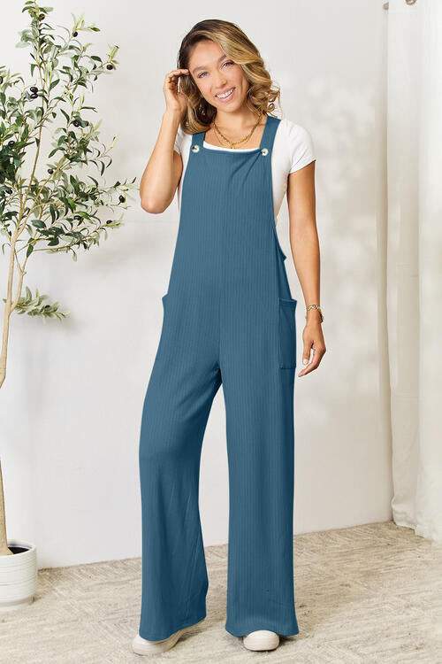 Double Take Full Size Wide Strap Overall with Pockets bestfashion mn