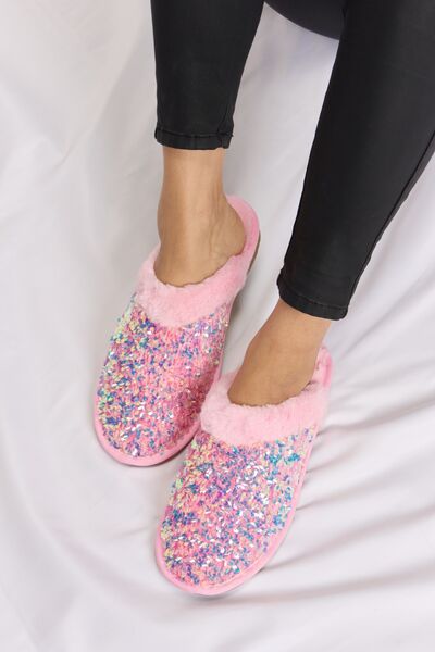 Forever Link Sequin Plush Round Toe Slippers bestfashion mn
