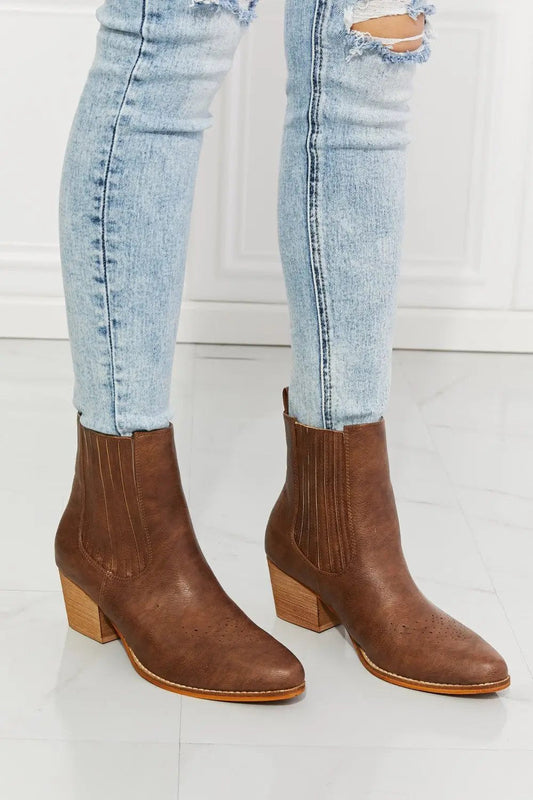 MMShoes Love the Journey Stacked Heel Chelsea Boot in Chestnut bestfashion mn