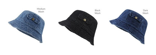 New Pocket Accent Denim Bucket Hat