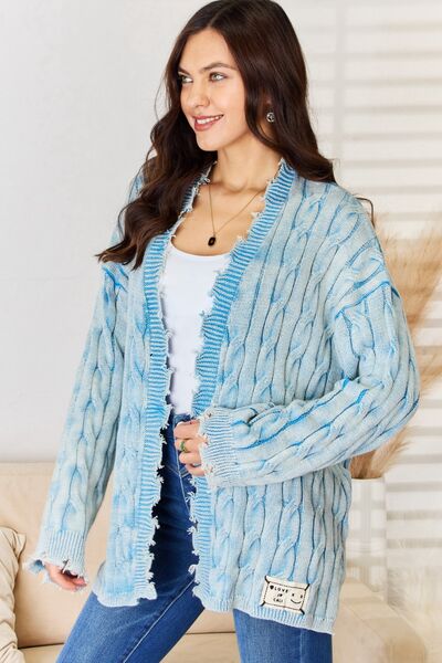 POL Cable-Knit Open Front Sweater Cardigan bestfashion mn