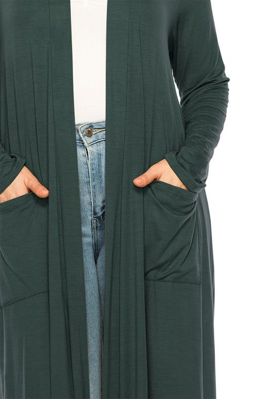 Plus size solid duster cardigan bestfashion mn