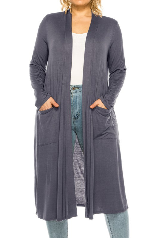 Plus size solid duster cardigan bestfashion mn