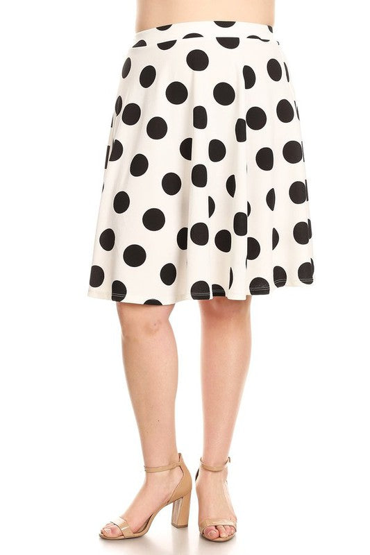 Polka dot printed, high waisted knee length skirt bestfashion mn