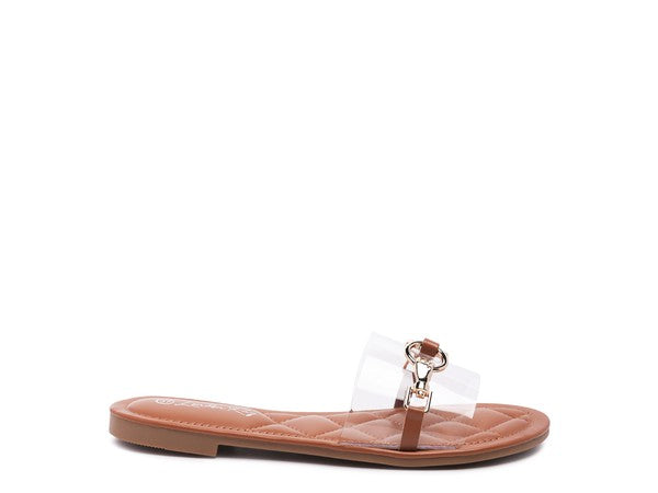 SCOTCH Clear Buckled Quilted Slides