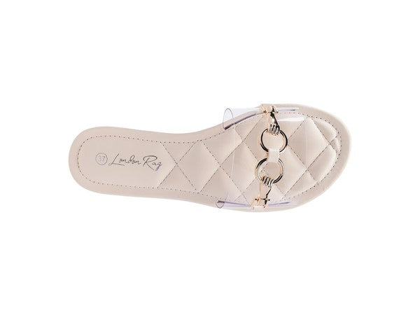SCOTCH Clear Buckled Quilted Slides