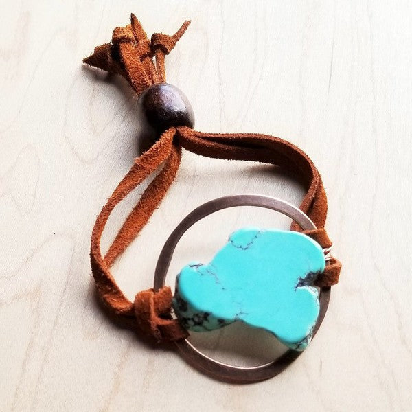 Turquoise Bracelet Stone Slab & Adjustable Ties
