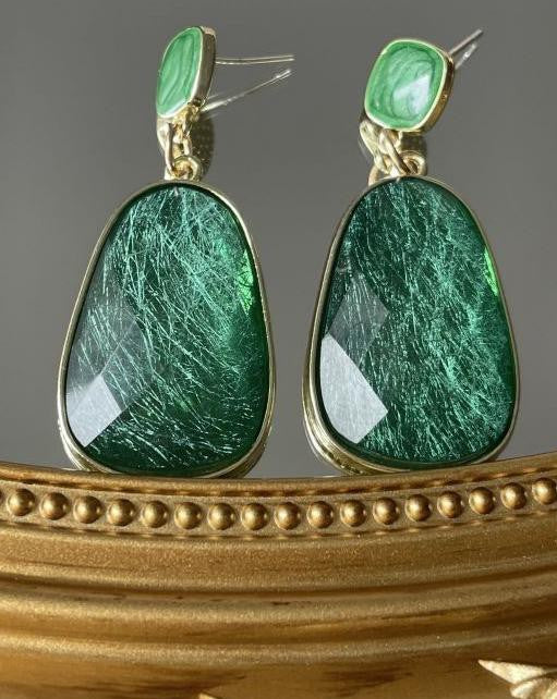 Vintage style green color dangle stud earring bestfashion mn