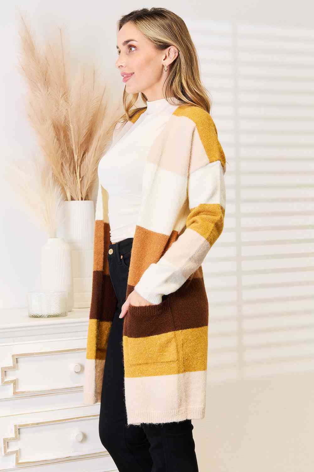 Woven Right Color Block Dropped Shoulder Cardigan bestfashion mn