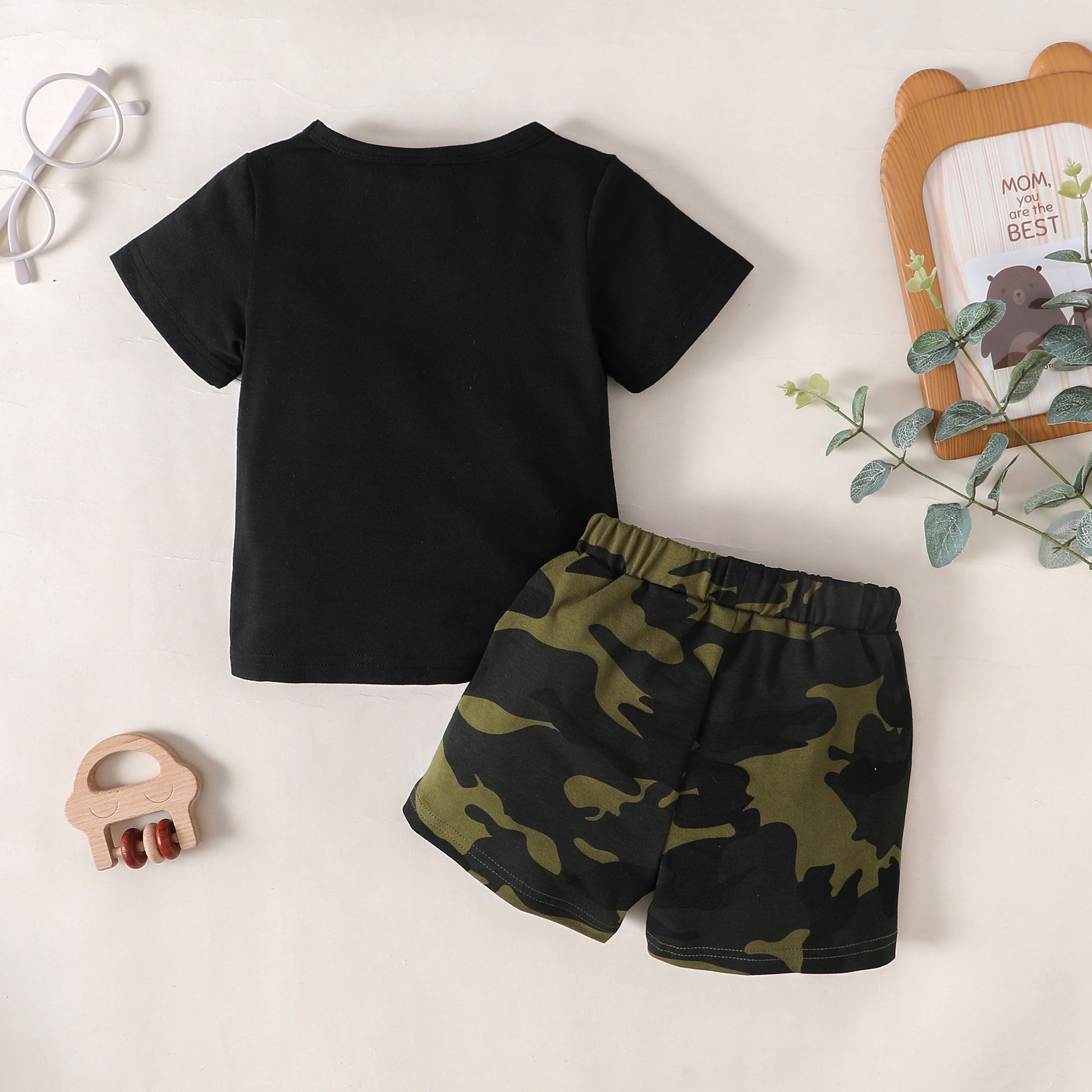 BOY Graphic T-Shirt and Camouflage Shorts Set